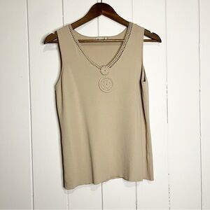 Vintage Jessica Beige Crochet Detailed Tank Top. Size Medium.